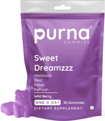Purna Gummies Melatonin Wild Berry Flavor Gummies For Sleep Well & Reduced Stress  (30)