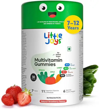 Little Joys Multivitamin Gummies for Kids 7-12 years | Strawberry Flavor | Boosts Immunity  (30 No)